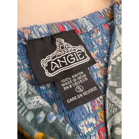 New ANGIE Women's Size S Boho Dress With Geometric Print & Ruffle Hem - Picture 2 of 12